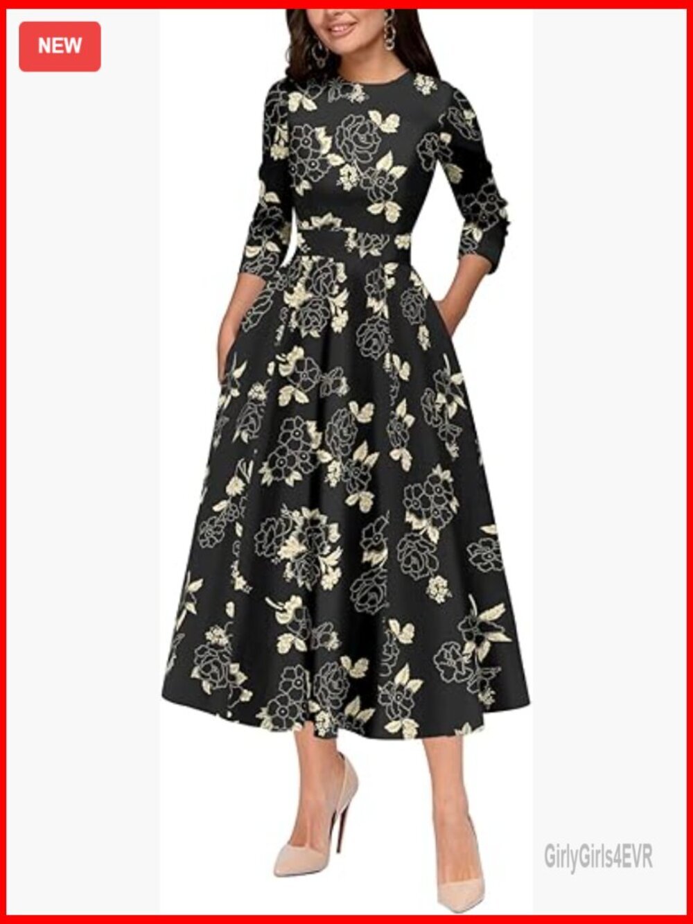 Vintage Sleeveless A-Line Swing Cocktail Dress with Pockets